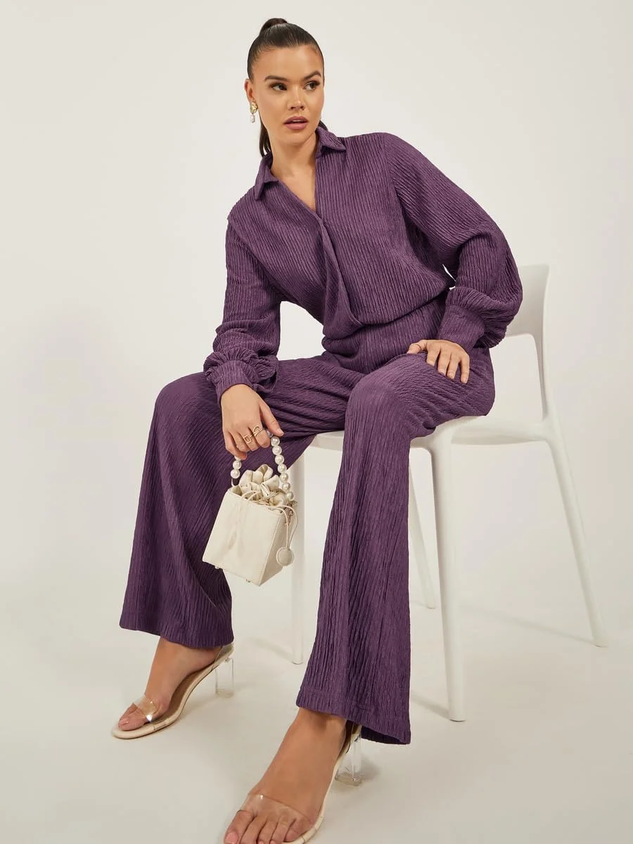 شلوار زنانه استایلی با فاق متوسط و پاچه گشاد با کمر کشی