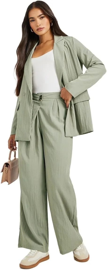 شلوار زنانه استایلی، توییل ساده، پلیسه دار، پاچه گشاد با کمر ضربدری