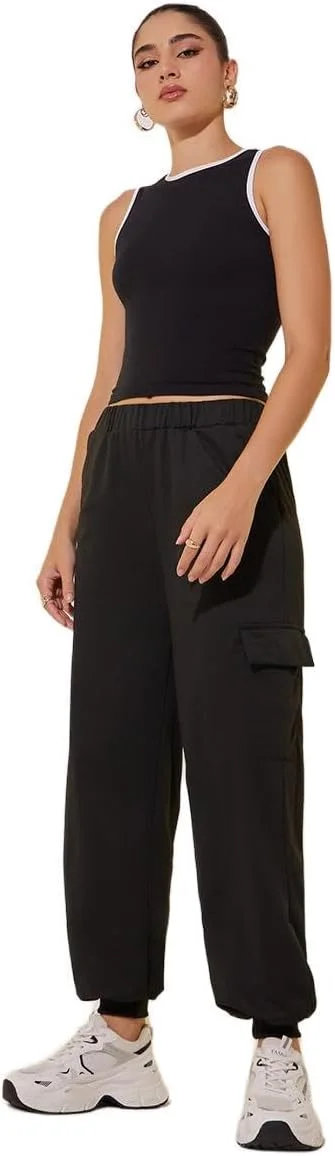 شلوار جاگر زنانه استایلی، طرح ساده، مدل آزاد و دارای جیب