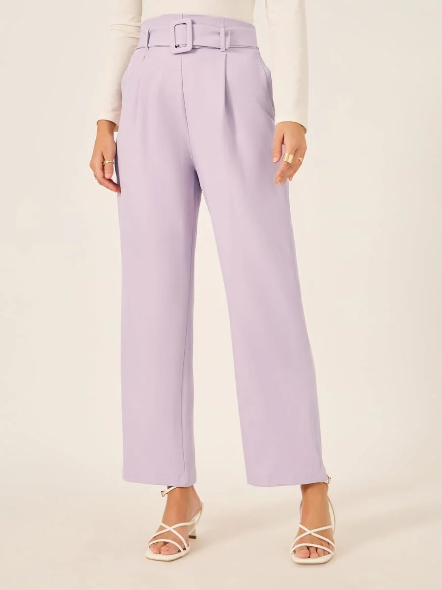 شلوار زنانه استایلی کمر بلند با فاق بلند و کمربند