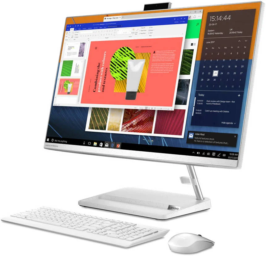 کامپیوتر رومیزی لنوو IdeaCentre AIO 3، صفحه نمایش 27 اینچی FHD IPS، پردازنده Intel Core i7-1165G7، رم 8 گیگابایتی، هارد دیسک 1 ترابایتی، کارت گرافیک NVIDIA GeForce MX450 2 گیگابایتی، کیبورد و ماوس بی سیم عربی سفید، DOS، سفید | F0FW0059AX