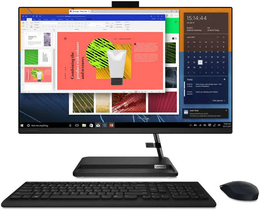 کامپیوتر رومیزی همه کاره لنوو IdeaCentre AIO 3، نمایشگر 27 اینچی FHD IPS، پردازنده Intel Core i7-1165G7، رم 8 گیگابایتی، هارد دیسک 1 ترابایتی، کارت گرافیک NVIDIA GeForce MX450 2 گیگابایتی، کیبورد و ماوس بی سیم عربی مشکی Calliope، DOS، مشکی | F0FW0057AX