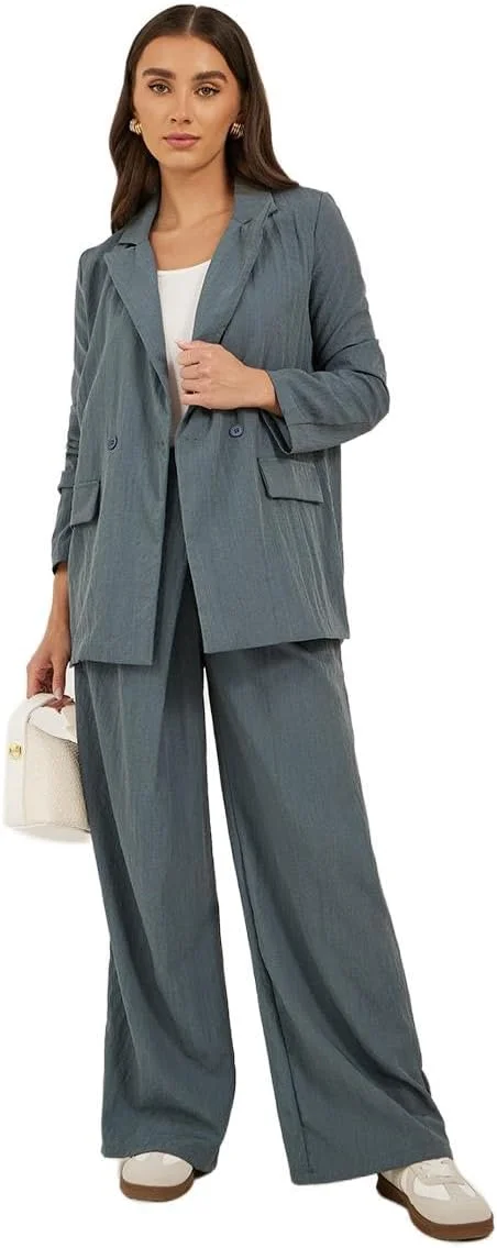 شلوار زنانه استایلی، توییل ساده، پلیسه دار، پاچه گشاد با کمر ضربدری