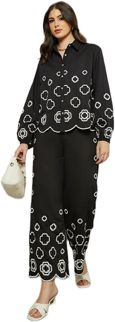 شلوار زنانه استایلی با طرح شیفلی و پاچه گشاد