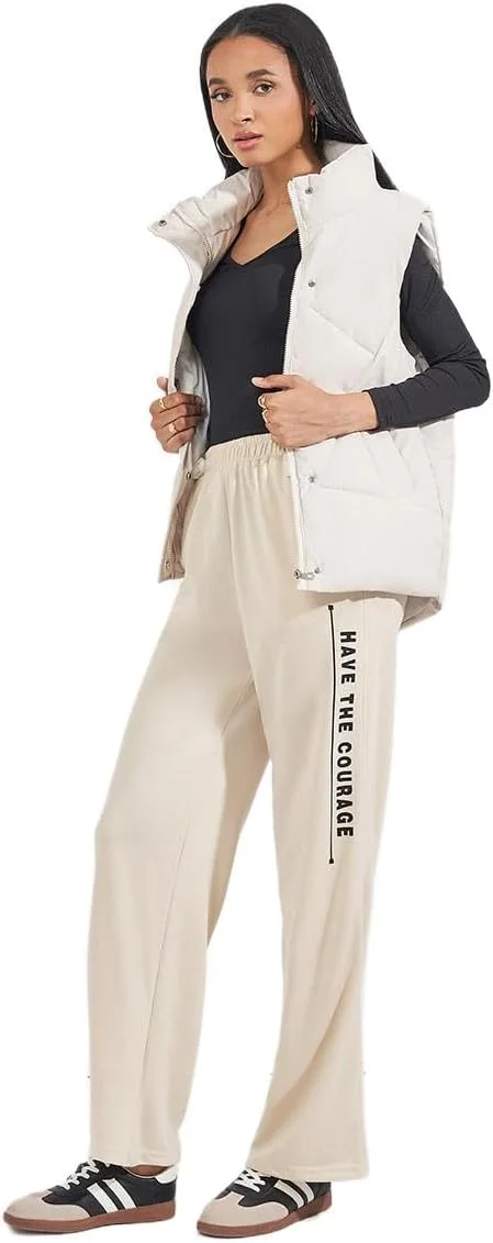 شلوار جاگر زنانه استایلی با کمر بلند و طرح نوشته