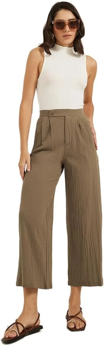 شلوار زنانه استایلی، کمر کشی، فاق متوسط و پاچه گشاد