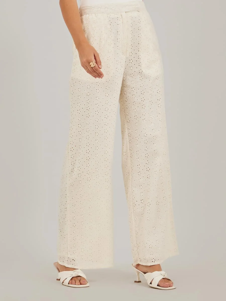 شلوار زنانه استایلی، کتان، پاچه گشاد، دارای جیب