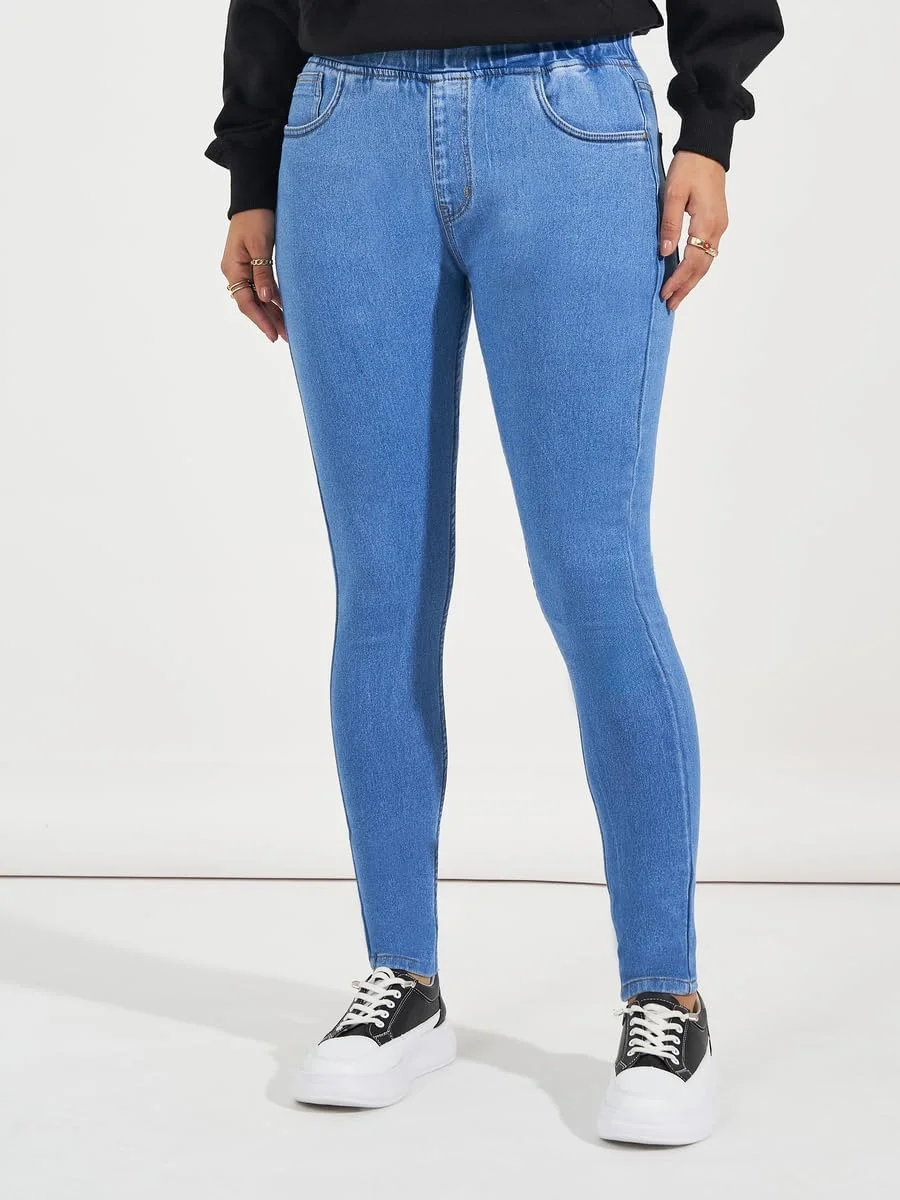 شلوار جذب زنانه استایلی، فاق بلند، طرح ساده، دارای جیب