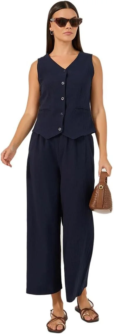 شلوار زنانه استایلی، فاق متوسط، پاچه گشاد و پلیسه دار