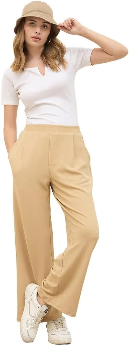 شلوار زنانه استایلی با فاق متوسط و پاچه گشاد و کمر کشی شلوار زنانه استایلی با فاق متوسط و پاچه گشاد و کمر کشی