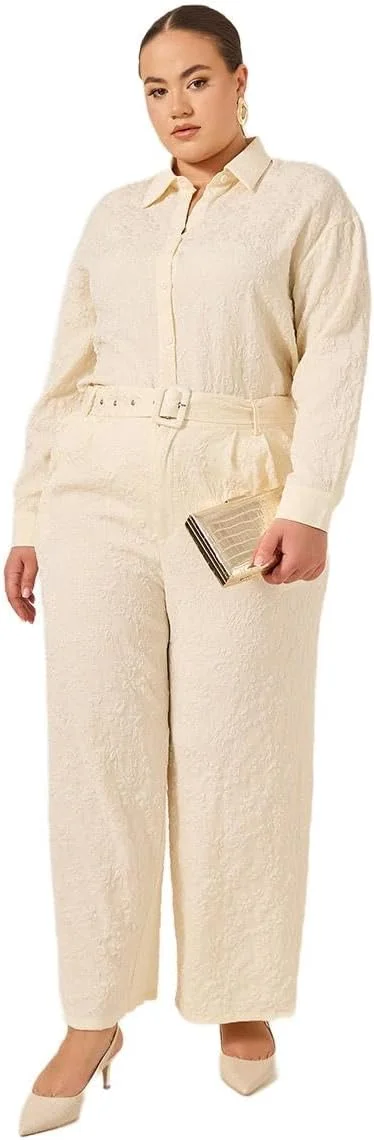 شلوار زنانه سایز بزرگ استایلی مدل پاچه گشاد با بند کمر شلوار زنانه سایز بزرگ استایلی مدل پاچه گشاد با بند کمر