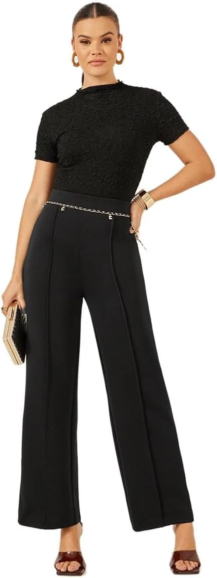 شلوار بافتنی زنانه استایلی مدل دمپا گشاد با جزئیات پینتاک شلوار بافتنی زنانه استایلی مدل دمپا گشاد با جزئیات پینتاک