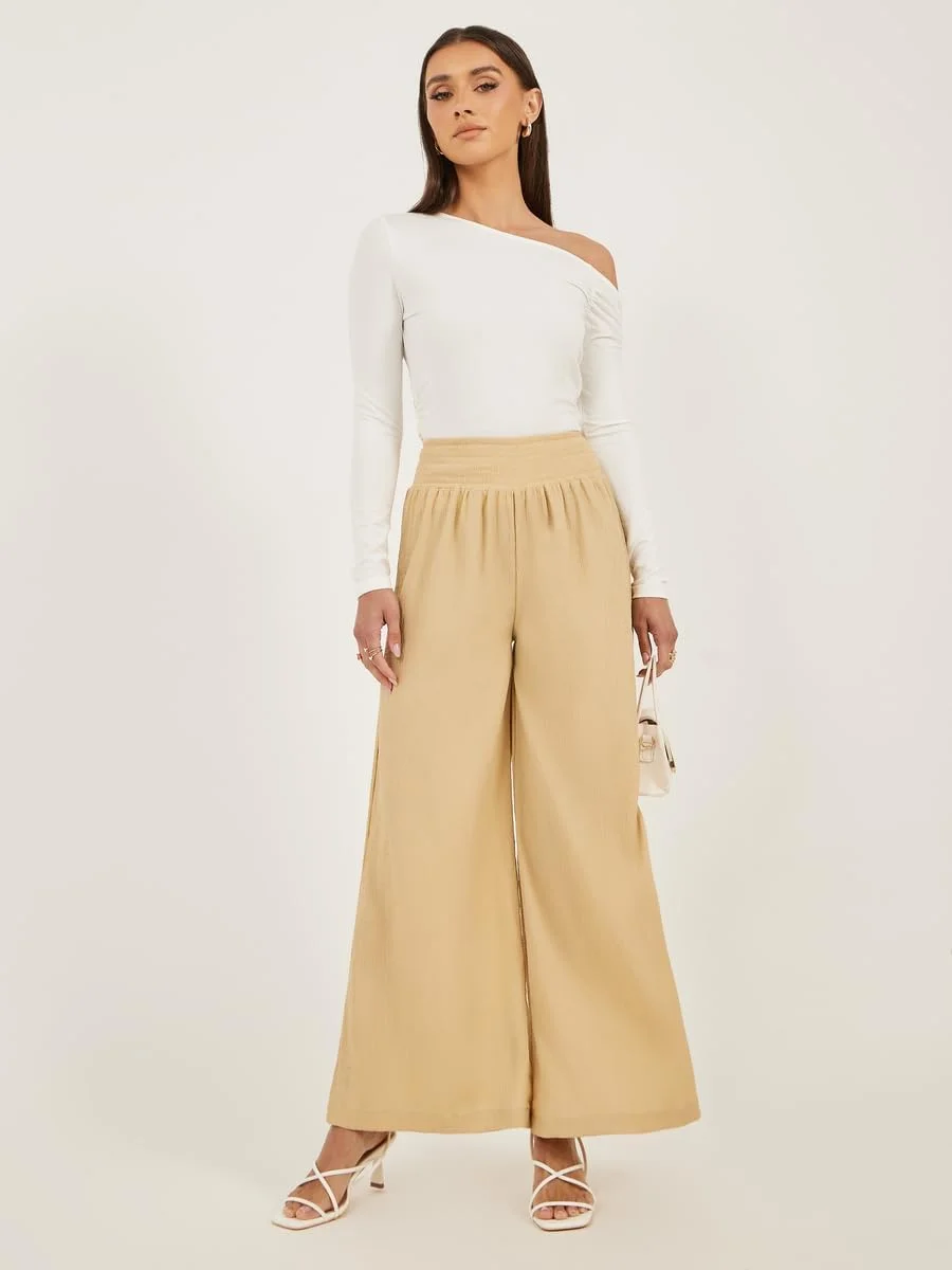 شلوار زنانه استایلی، پلیسه دار، قد کوتاه و پاچه گشاد