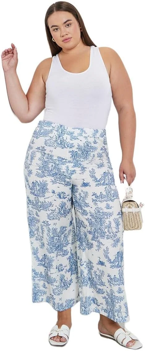 شلوار زنانه استایلی سایز بزرگ با پاچه گشاد و طرح گلدار