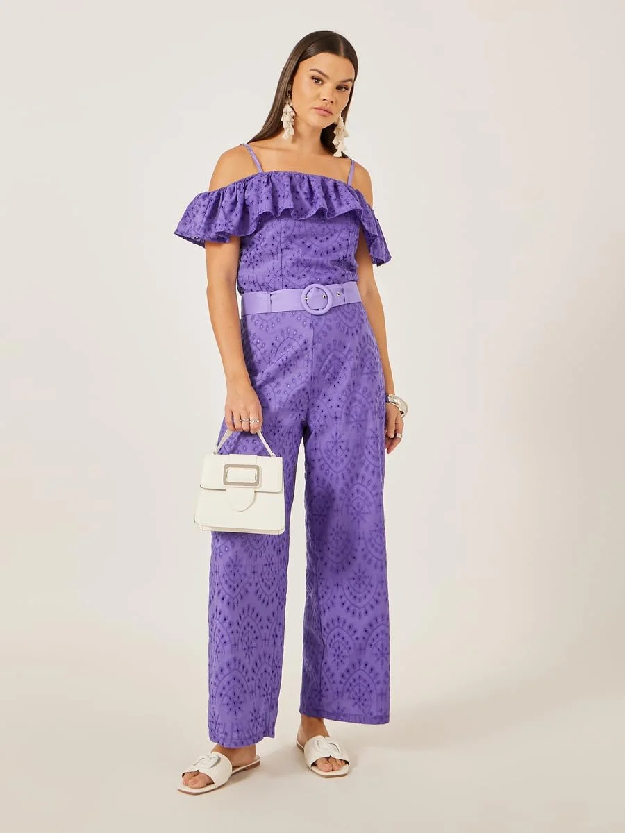 شلوار زنانه استایلی با طرح توری سرتاسری و پاچه گشاد