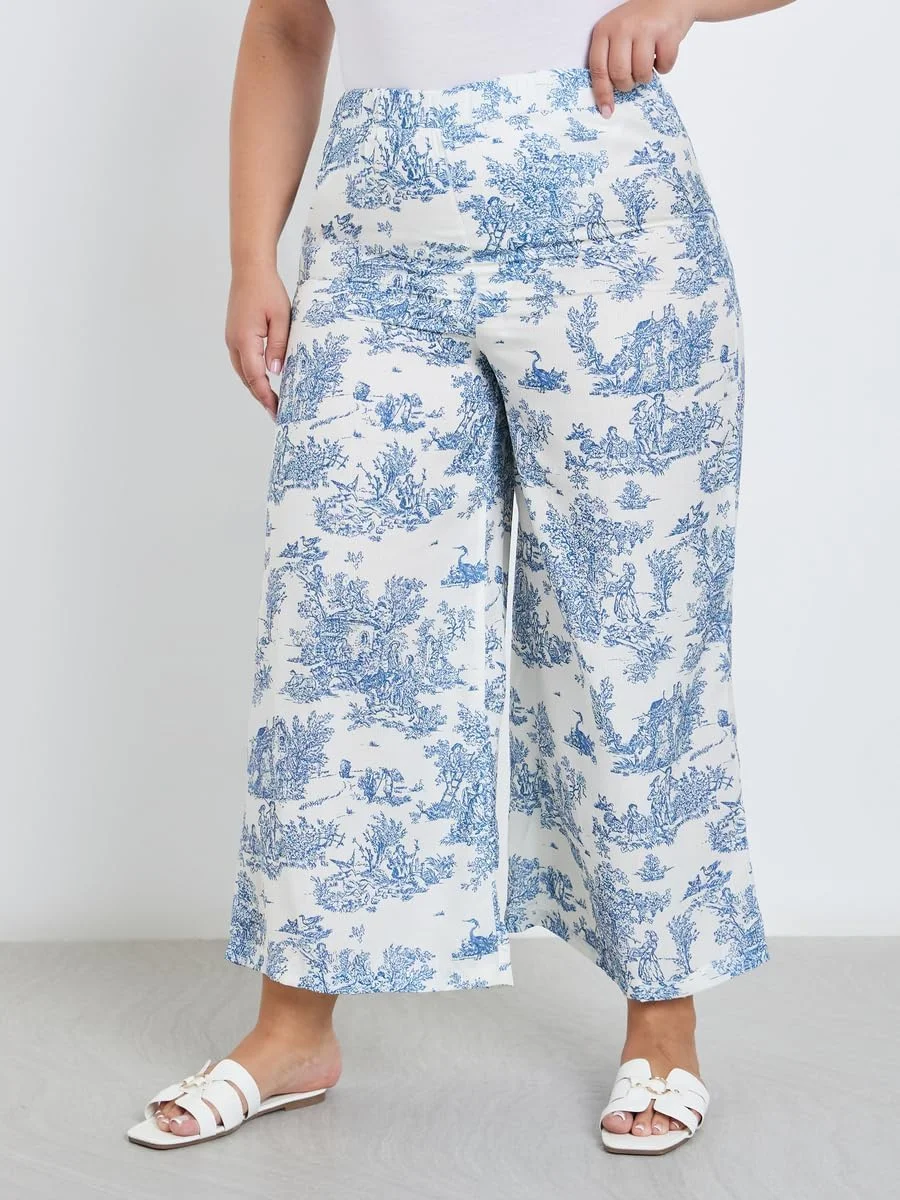 شلوار زنانه استایلی سایز بزرگ با پاچه گشاد و طرح گلدار