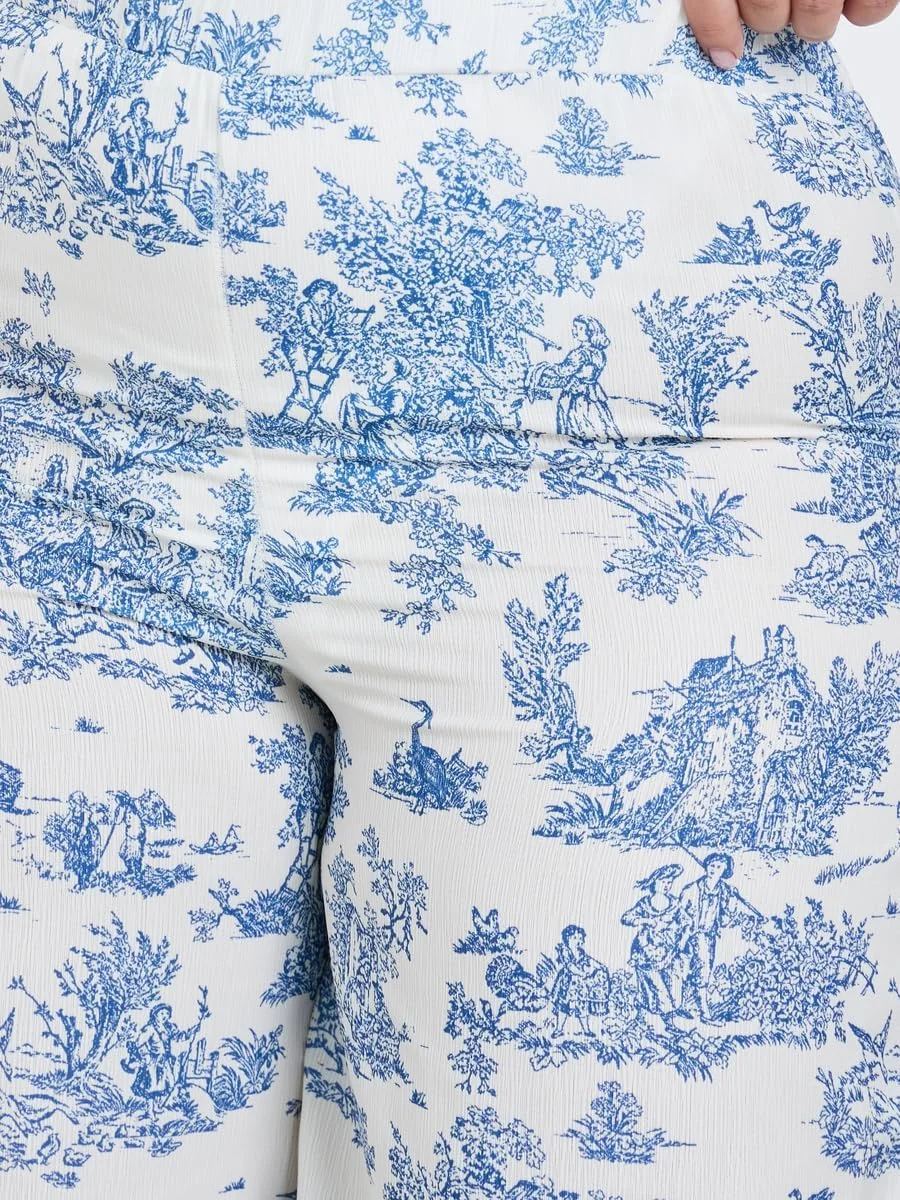 شلوار زنانه استایلی سایز بزرگ با پاچه گشاد و طرح گلدار