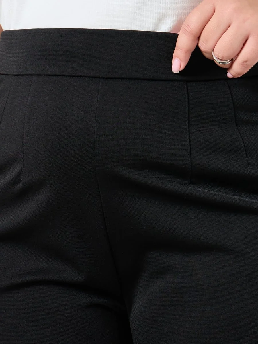 شلوار زنانه سایز بزرگ استایلی، پاچه گشاد مشکی