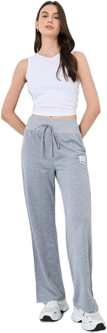 شلوار جاگر زنانه استایلی، خاکستری، پاچه گشاد