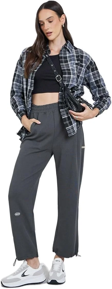 شلوار جاگر زنانه استایلی، زغالی، مدل آزاد