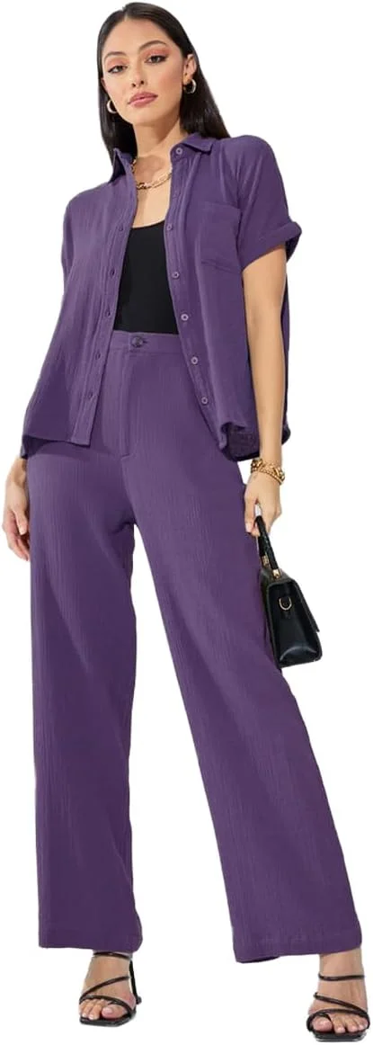 شلوار زنانه استایلی، فاق بلند و پاچه گشاد