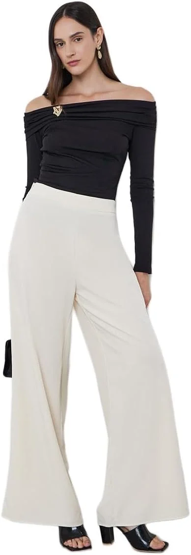 شلوار زنانه استایلی کرم پاچه گشاد