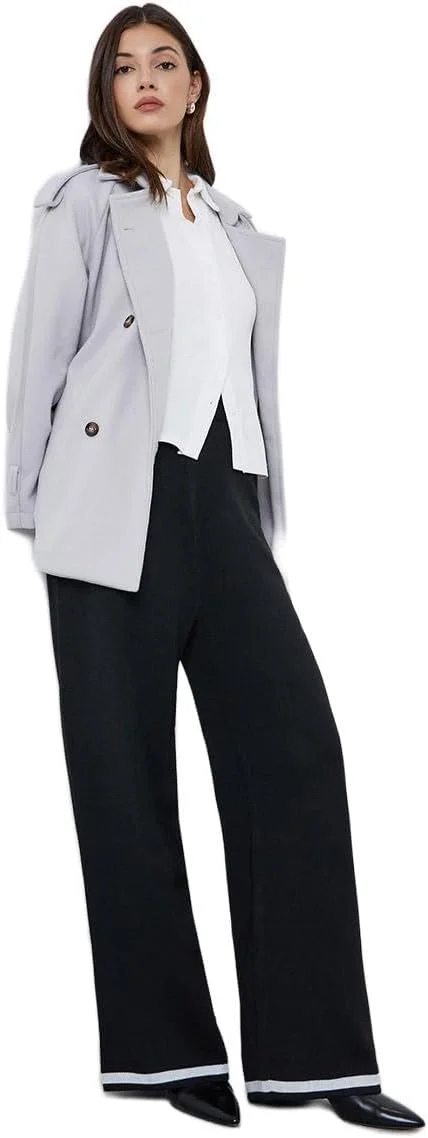 شلوار بافتنی زنانه استایلی با پاچه گشاد و تزیینات متضاد