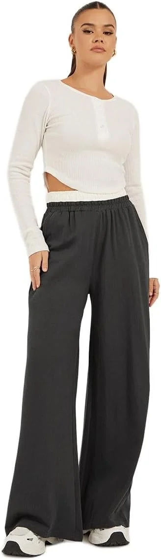 شلوار جاگر زنانه استایلی با کمر کشی رنگی و جیب