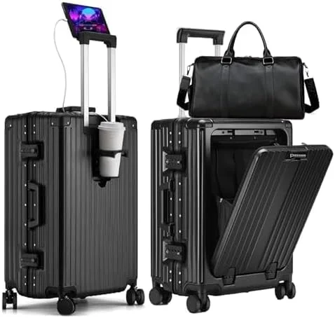 چمدان کابین PICCASIO™، چمدان مسافرتی، ترولی سبک وزن، ست چمدان با چرخ های اسپینر، قفل های TSA، پورت USB، ایده آل برای بزرگسالان