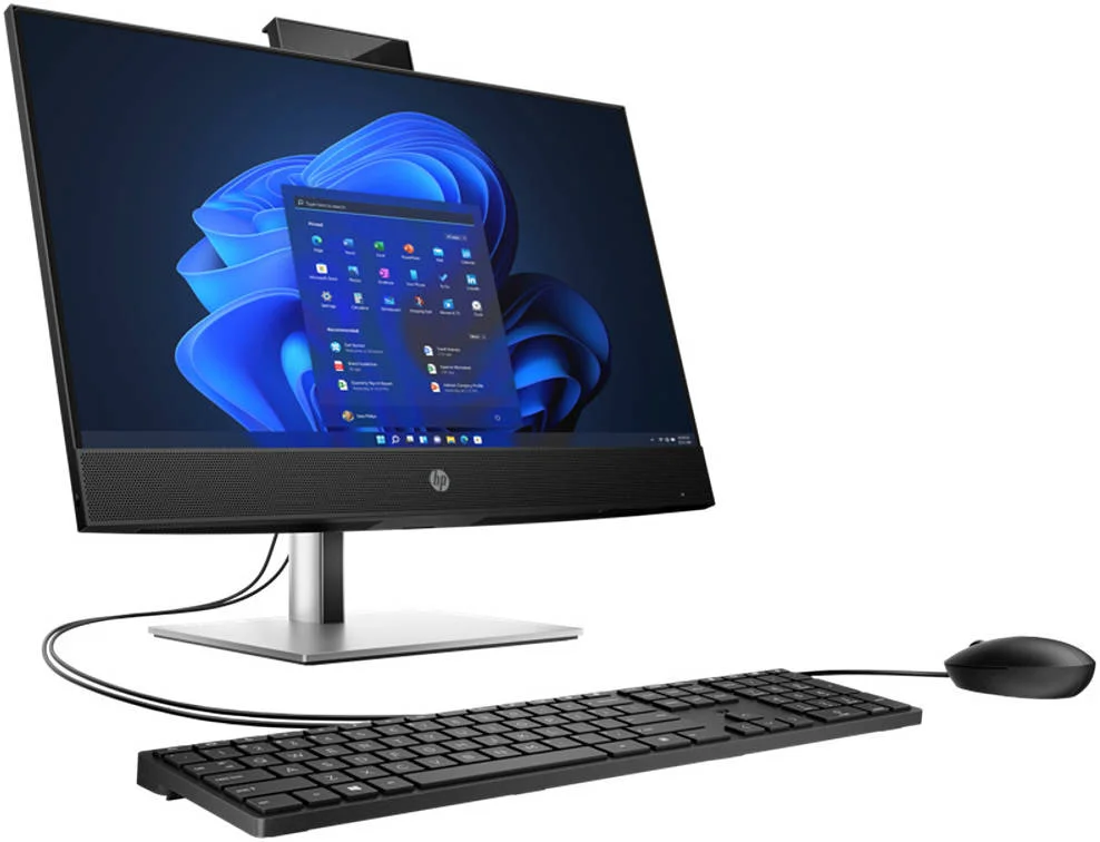 کامپیوتر رومیزی همه کاره HP ProOne 440 G9 AIO، صفحه نمایش 24 اینچی FHD IPS، پردازنده نسل سیزدهم Intel Core i5-13500T، رم 8 گیگابایتی DDR4، حافظه SSD 512 گیگابایتی، گرافیک Intel UHD، کیبورد سیمی HP 125 ENG-ARB و ماوس HP، ویندوز 11 پرو، مشکی | 884R3EA#BH5