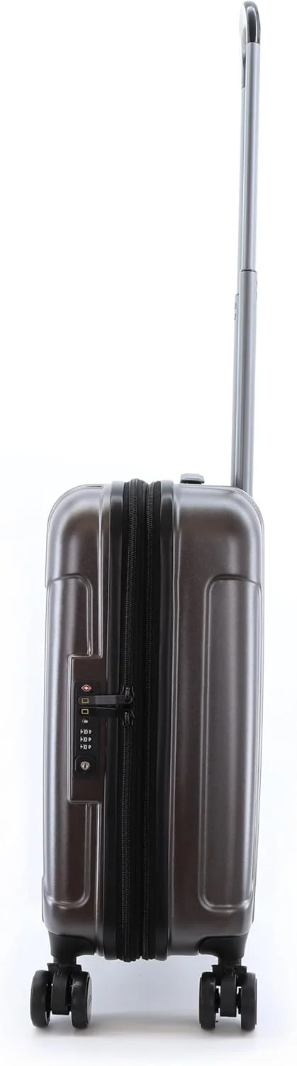 چمدان کابین کوچک سخت پوسته ABS/PC نشنال جئوگرافیک مدل Canyon، رنگ گِلی متالیک، بادوام، سبک وزن، دارای زیپ ضد سرقت، قفل TSA و 4 چرخ دوبل (سایز 20 اینچ).