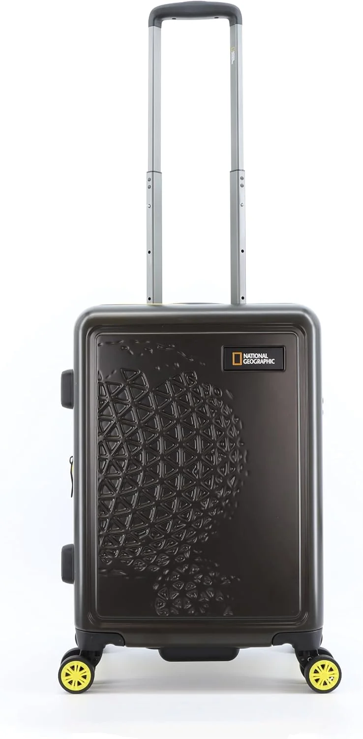 چمدان کابین کوچک سخت پوسته ABS نشنال جئوگرافیک مدل Globe رنگ خاکی، چمدان مسافرتی سبک و بادوام، کیف ترولی 4 چرخ دوبل با قفل ترکیبی ایمن (49 سانتی متر / 20 اینچ).