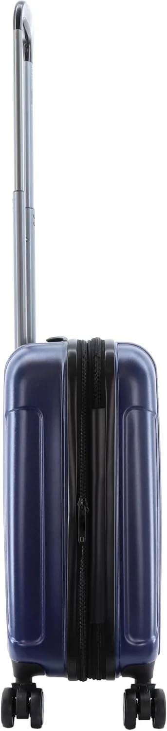 چمدان کابین کوچک سخت پوسته ABS/PC نشنال جئوگرافیک مدل Canyon، آبی متالیک، بادوام، سبک وزن، دارای زیپ ضد سرقت، قفل TSA و 4 چرخ دوبل (سایز 20 اینچ)