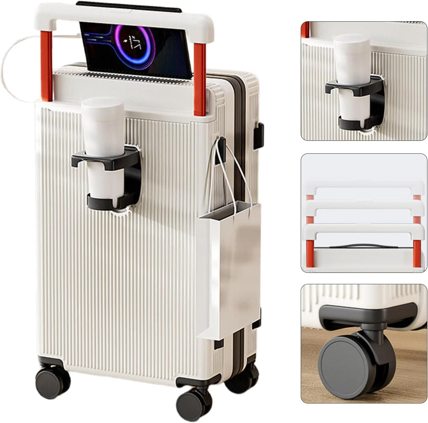 چمدان مسافرتی MOTIM با دسته پهن، کیف چمدان با پورت شارژ، چرخ های چرخان 360 درجه، بدنه سخت با بافت سبک وزن، قفل رمز عبور (24 اینچ) چمدان مسافرتی MOTIM با دسته پهن، کیف چمدان با پورت شارژ، چرخ های چرخان 360 درجه، بدنه سخت با بافت سبک وزن، قفل رمز عبور (24 اینچ)