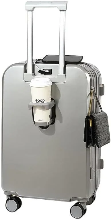 چمدان کابین سایز MOTIM با چرخ های اسپینر و جا لیوانی، چمدان سخت پوسته بادوام با پورت USB (سایز 22 اینچ)