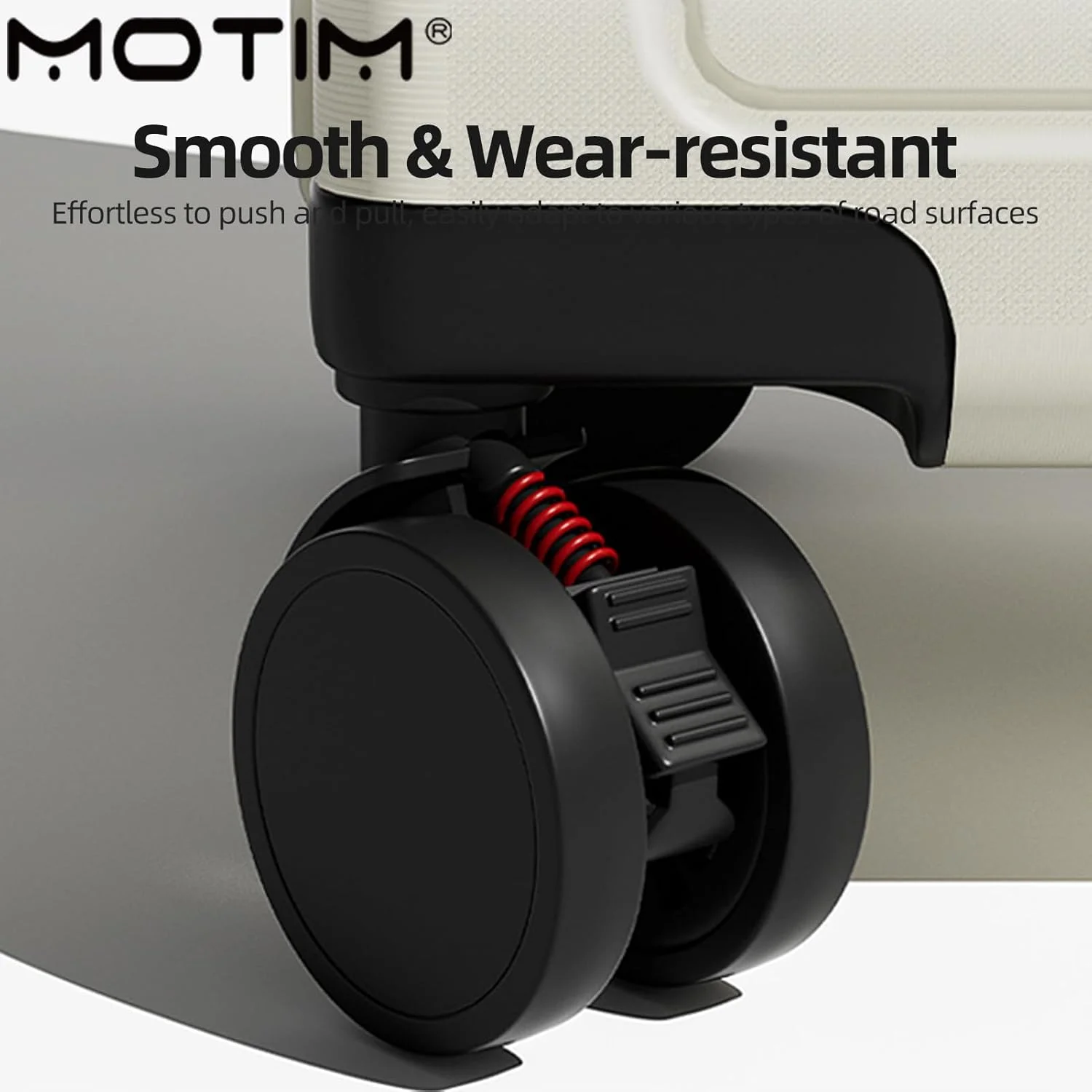 چمدان کابین سایز MOTIM مناسب برای خانم ها و آقایان، چمدان با قابلیت شارژ، کیف مسافرتی با چرخ های گردان 360 درجه، بدنه سخت با بافت سبک، قفل رمزدار، سفید، بدنه سخت