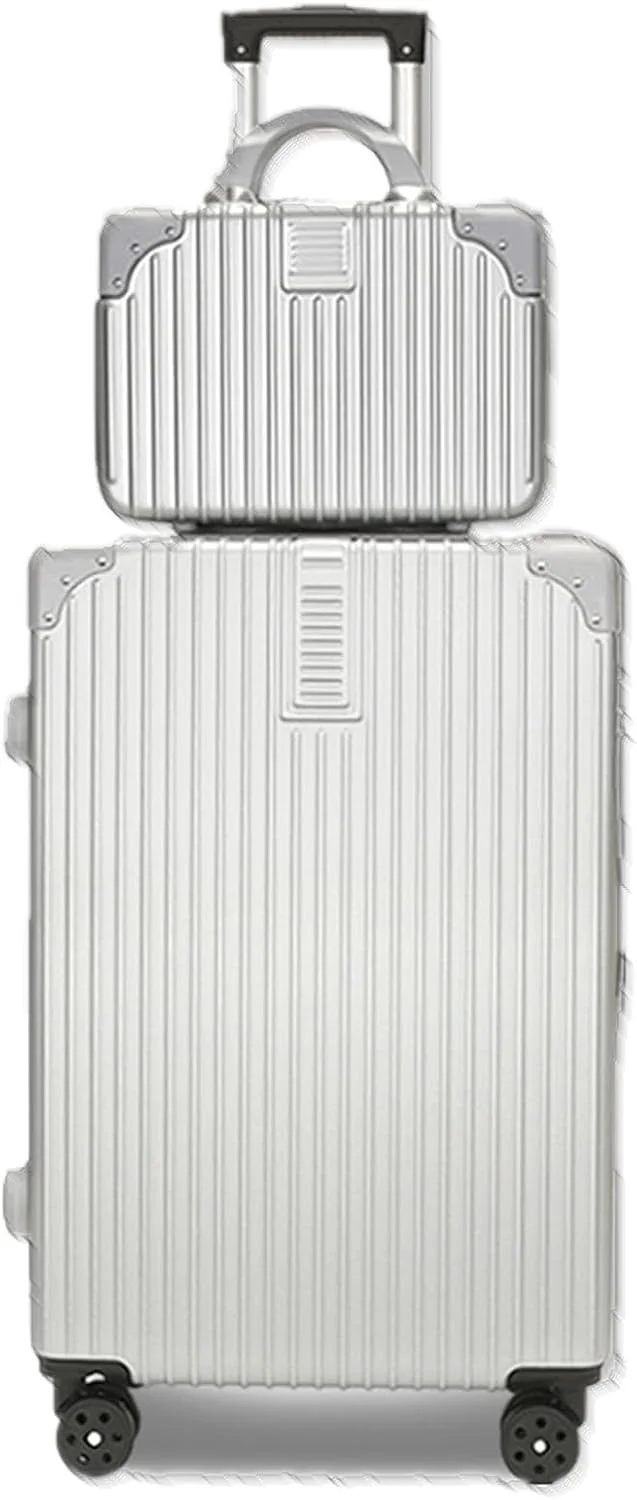 ست چمدان مسافرتی دستی 2 عددی MOTIM، بدنه سخت PP قابل گسترش، چمدان با چرخ های اسپینر، سبک و بادوام مناسب سفرهای طولانی (نقره ای، 20 اینچ)