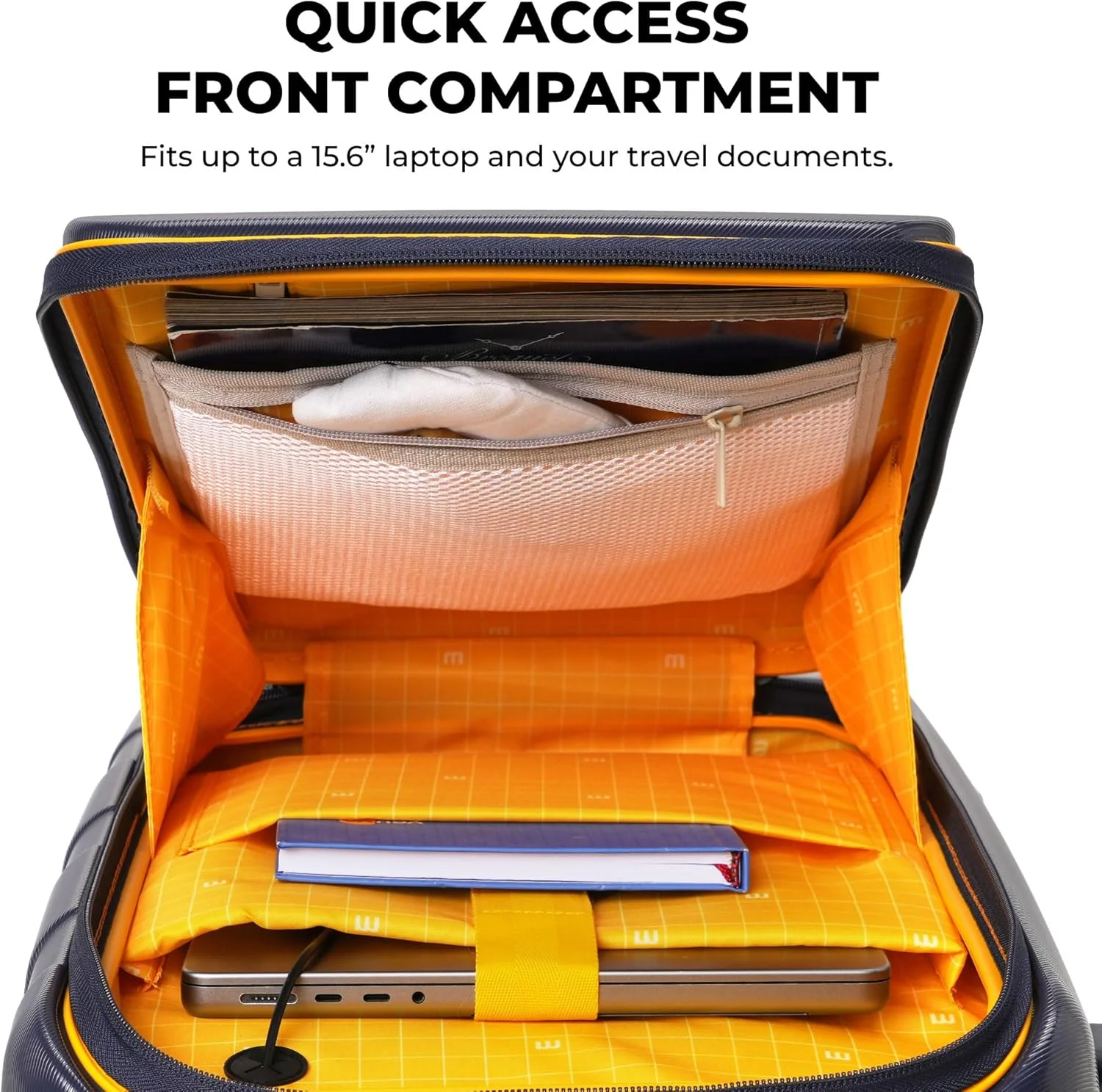 چمدان کابین پرو MOKOBARA مدل Em | ظرفیت 56.55 لیتر، محفظه لپ تاپ 15.6 اینچی | قفل مورد تایید TSA، ساختار بادوام، دسته ارگونومیک | چمدان دستی | رنگ سرمه ای