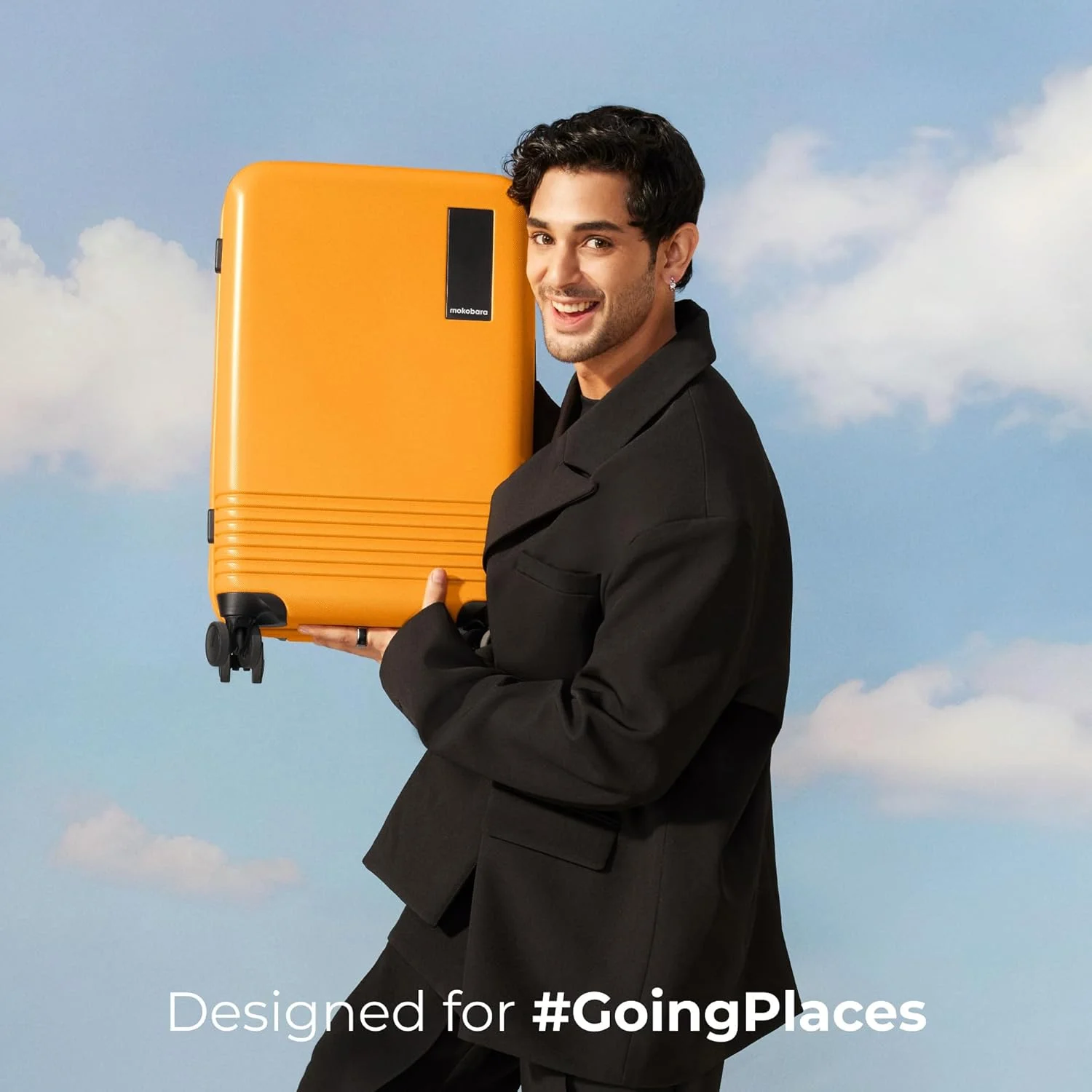 چمدان کابین پلی کربنات سخت پوسته موکوبارا - 55 سانتی متر | کیف ترولی 8 چرخ، با سوکت شارژ USB | چمدان مسافرتی برای آقایان و بانوان (Cosmic Vibes)