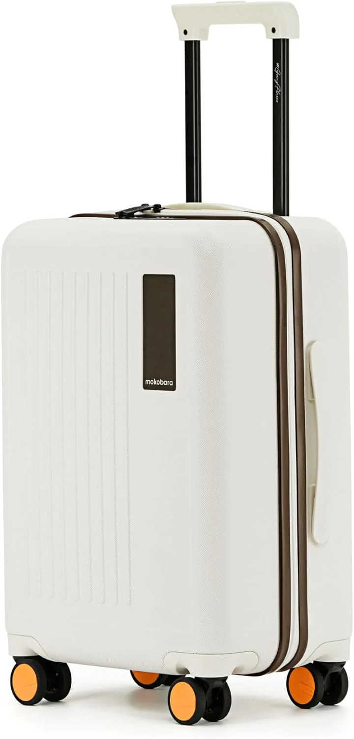 چمدان کابین ترانزیت MOKOBARA | ظرفیت 40 لیتر و بدنه سخت پلی کربنات بادوام | چرخ های بی صدای Hinomoto و قفل TSA | چمدان دستی برای مسافرت | سفید | Still Loading Brownray 2.0