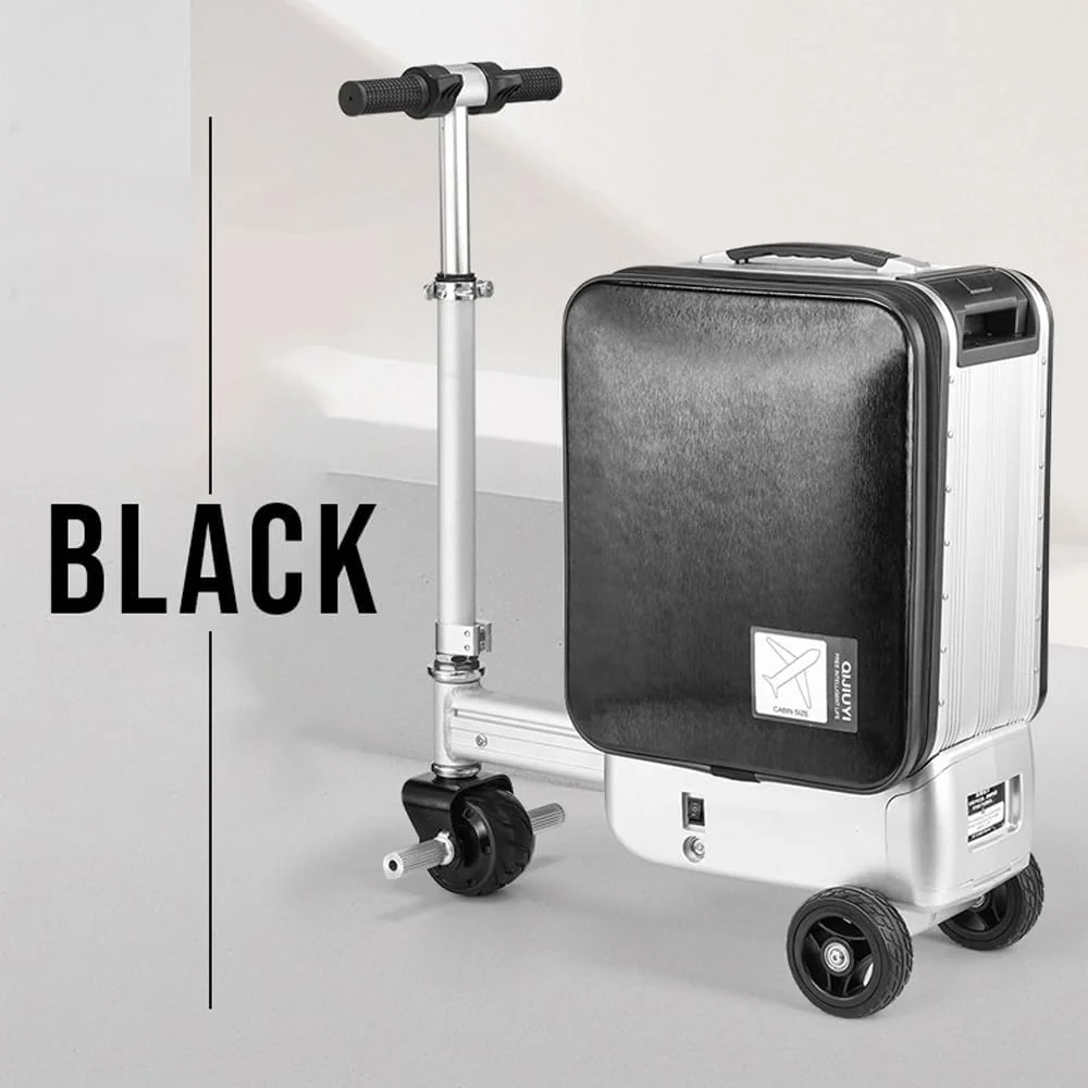 چمدان اسکوتر هوشمند مرلین با باتری جداشدنی، تحمل وزن 90 کیلوگرم، پاور بانک، چمدان قابل سواری با فریم آلومینیومی، باتری 93.6 وات ساعت، مناسب برای مسافرت، فرودگاه ها، سفرهای کاری