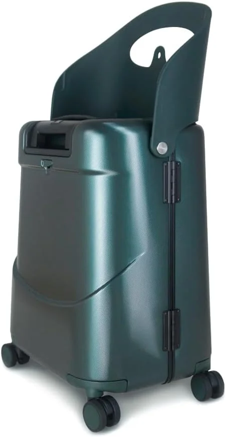 چمدان مسافرتی MiaMily با طراحی ثبت شده، دارای صندلی برای کودکان و بزرگسالان، چرخ های چرخان 360 درجه، 19 اینچ (سبز جنگلی)، LUG2018