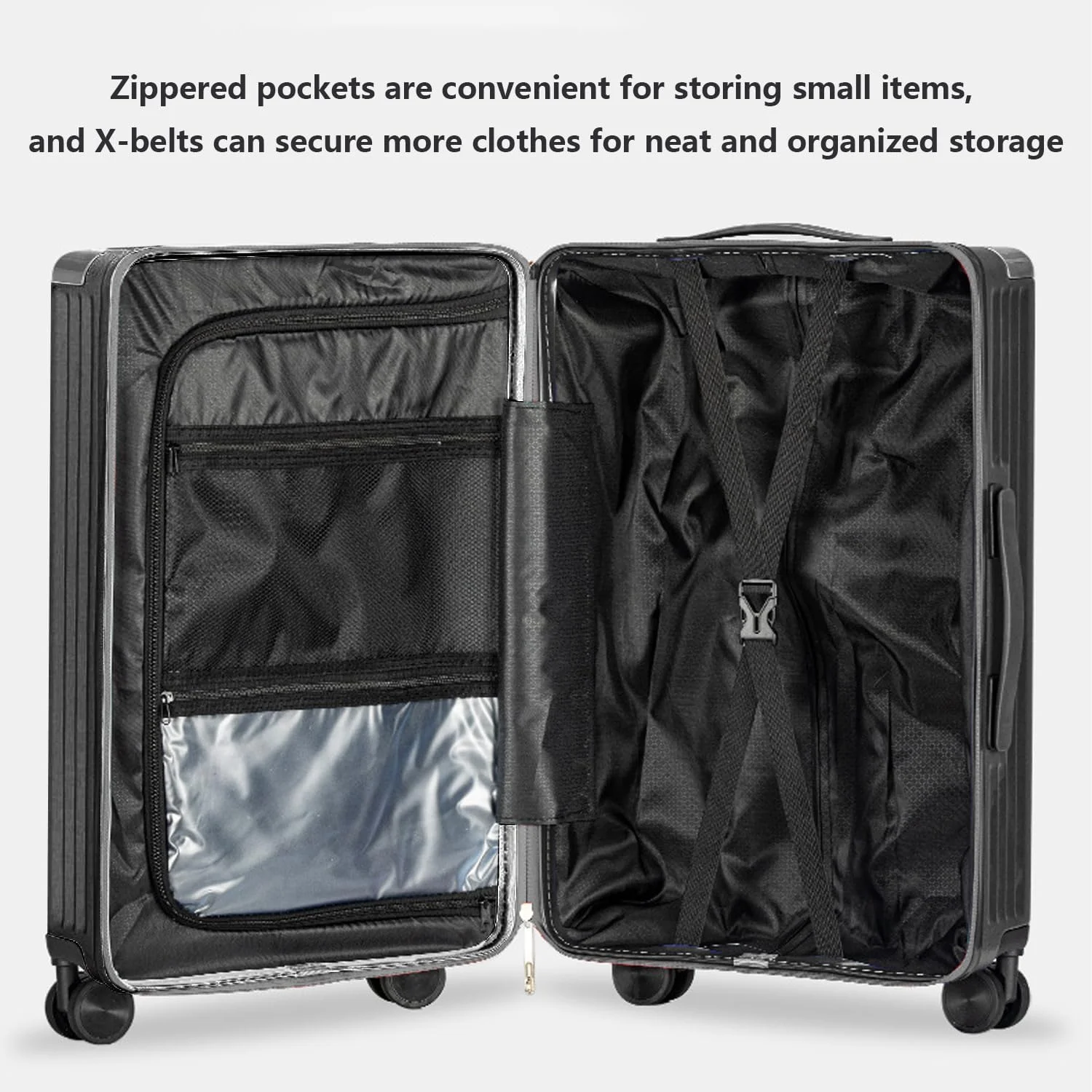 چمدان کابین سایز، چمدان سخت با چرخ های اسپینر جیب جلویی 4 (کابین سایز 20 اینچی)