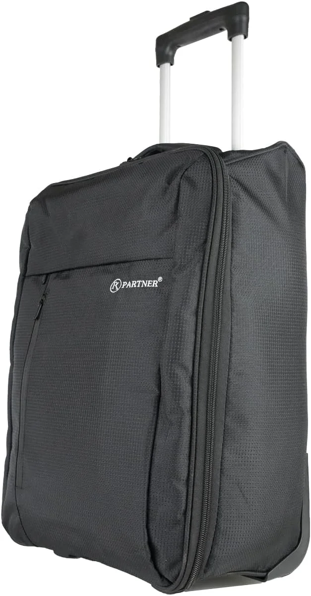 چمدان کابین چرخ‌دار سبک وزن با دسته قابل تنظیم، ساخته شده از مواد با کیفیت. ظرفیت 10 کیلوگرم، مقاوم در برابر آب، مورد تایید خطوط هوایی (مشکی)