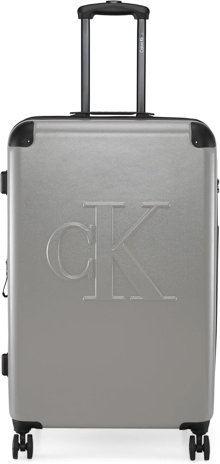 چمدان چرخشی سبک وزن یک تکه کالوین کلاین مدل LINA با قفل TSA (خاکستری هدر، 28 اینچ)