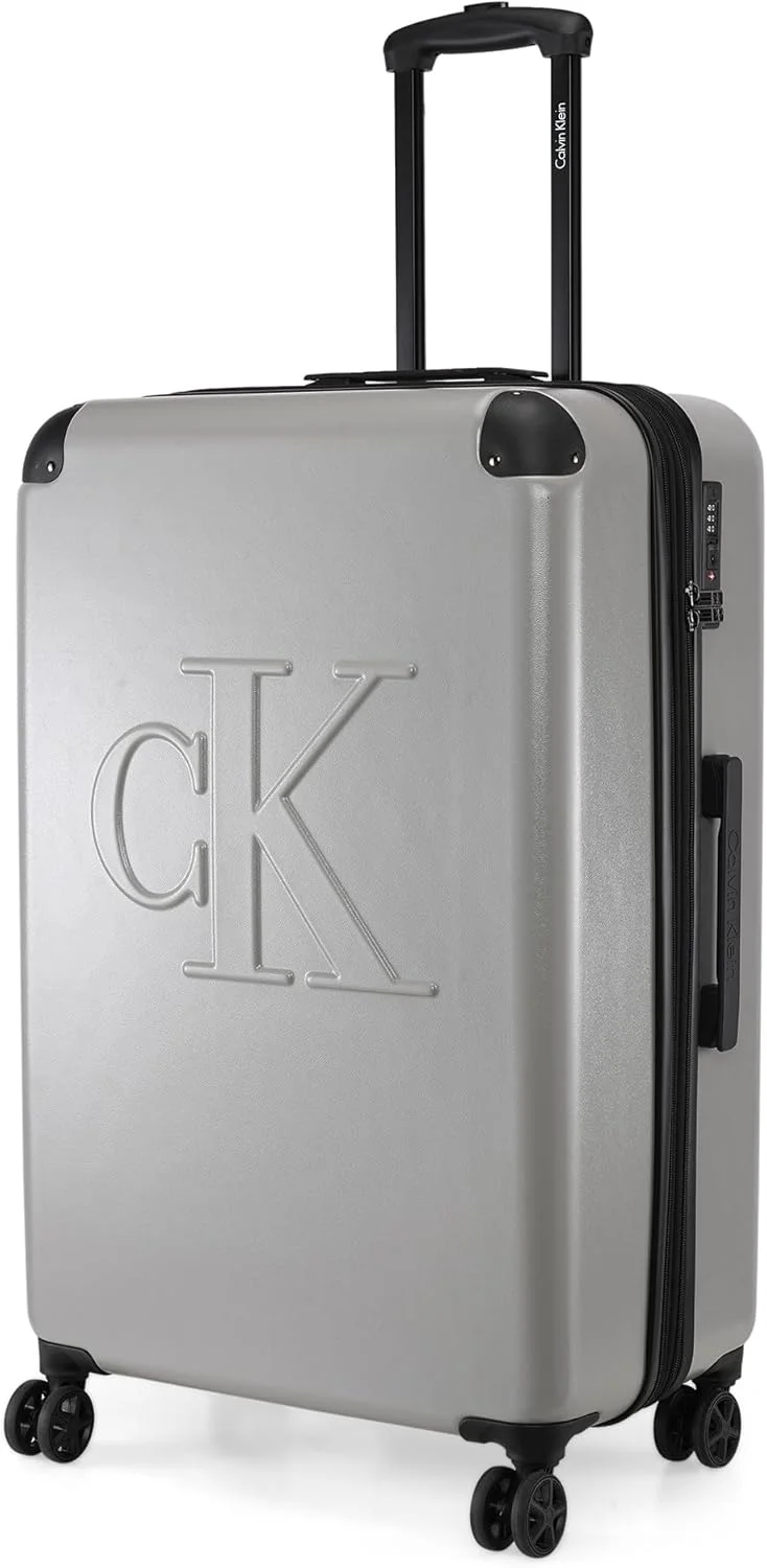 چمدان چرخشی سبک وزن یک تکه کالوین کلاین مدل LINA با قفل TSA (خاکستری هدر، 28 اینچ)