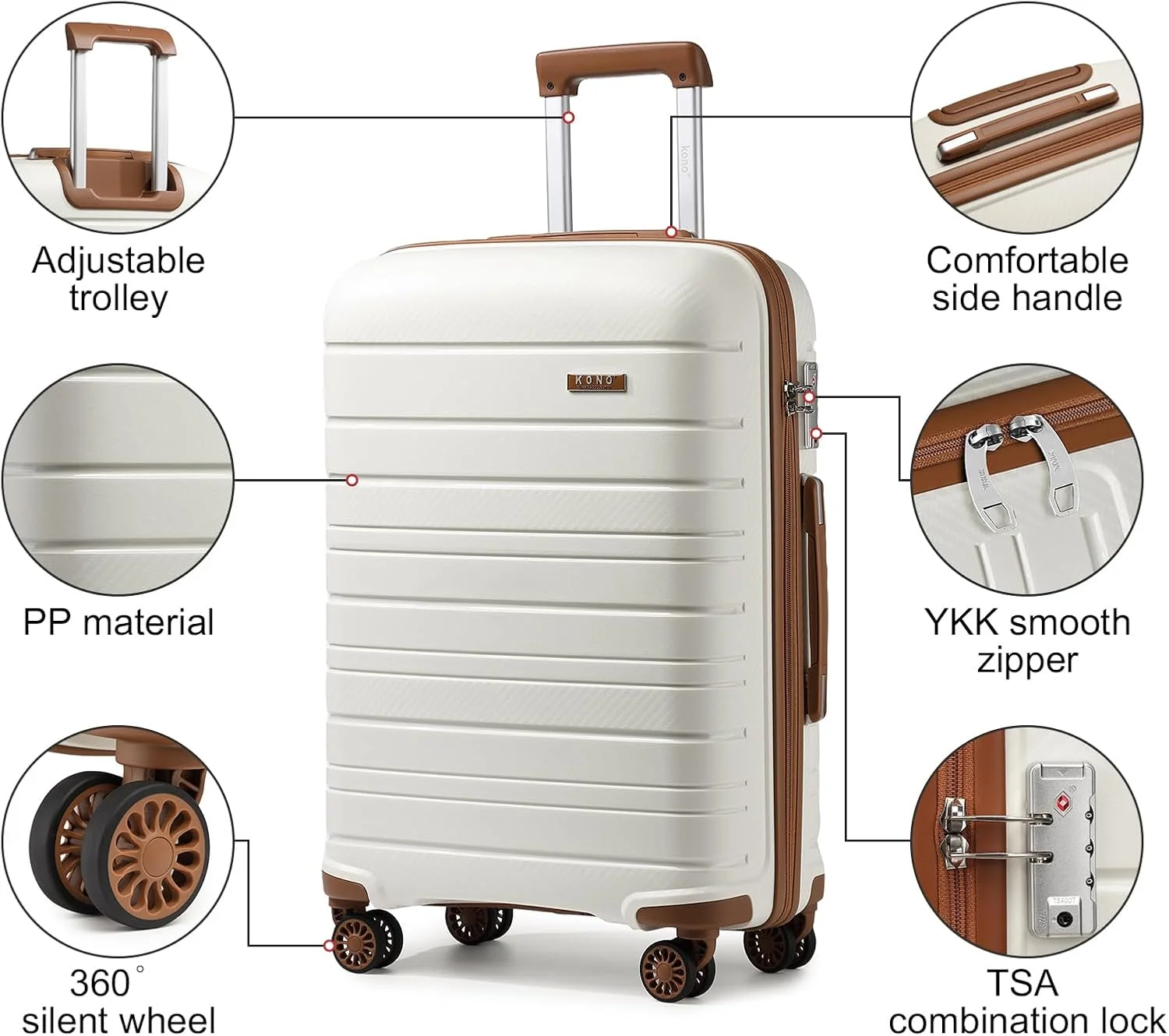 چمدان سبک وزن و سخت Kono، مناسب برای حمل در سفر