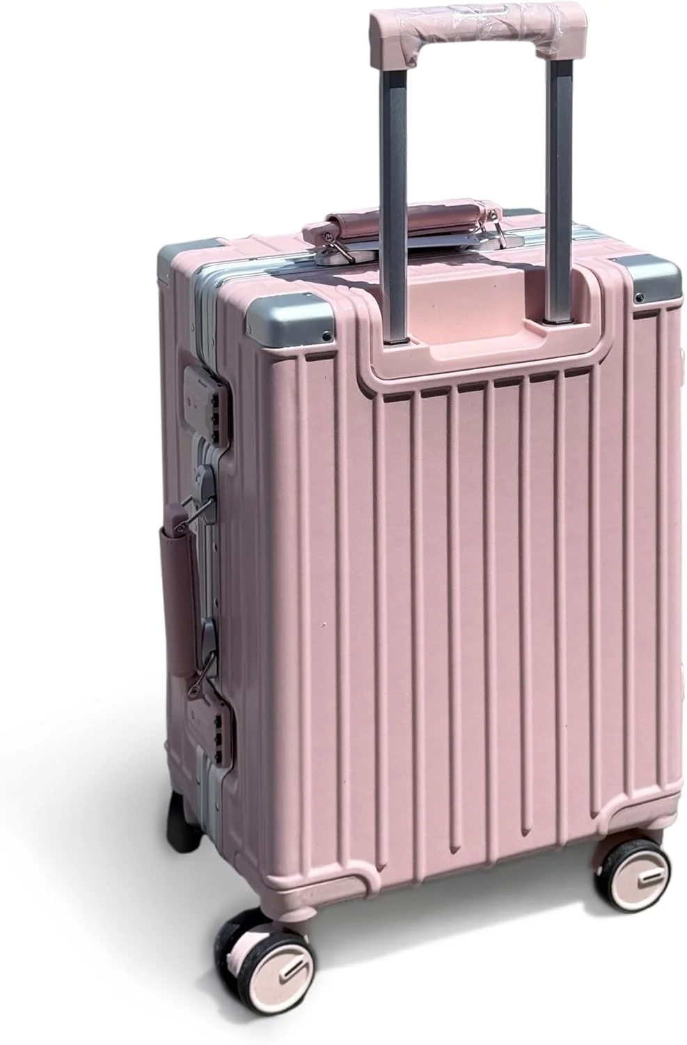 چمدان کابین سایز 20 اینچی ضدآب با بدنه سخت، چرخهای دوبل اسپینر، قفل TSA، فریم آلومینیومی و وزن سبک مدل E039، صورتی چمدان کابین سایز 20 اینچی ضدآب با بدنه سخت، چرخهای دوبل اسپینر، قفل TSA، فریم آلومینیومی و وزن سبک مدل E039، صورتی