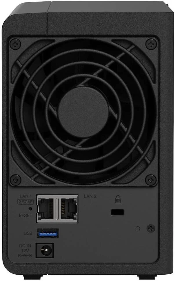 سرور NAS دو محفظه ای Synology DiskStation DS225+، پردازنده Intel Celeron J4125، رم 2 گیگابایتی، هارد دیسک SATA 3.5 اینچی، اس اس دی SATA 2.5 اینچی، قابلیت تعویض سریع درایو، مشکی | DS225+