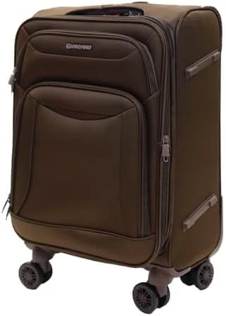 چمدان کابین کوچک سری کازابلانکا GIORDANO قهوه ای، نایلون نرم سبک وزن بادوام قابل گسترش 4 چرخ چمدان چرخدار 20 اینچی با قفل 3 رقمی ایمن
